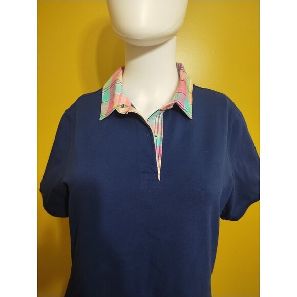 Lands' End Short Sleeve Cotton Pique Polo Fit & Flare Dress M Preppy Classic - Picture 2 of 7